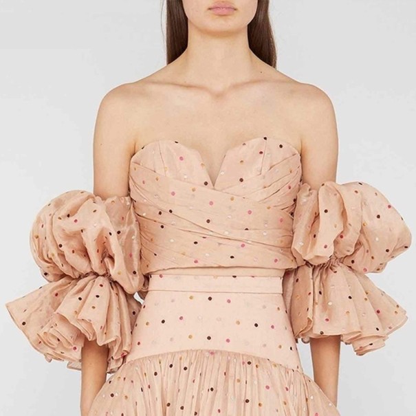 Top da donna con maniche voluminose rosa XS