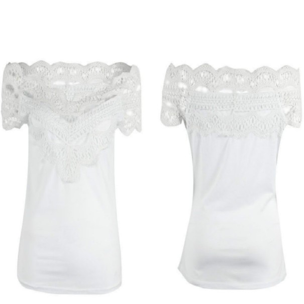 Top da donna con pizzo A798 bianco L
