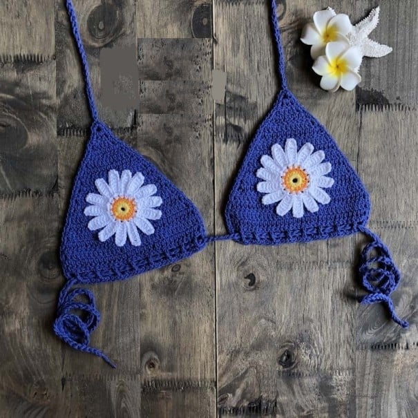 Top da donna per costumi da bagno P642 blu
