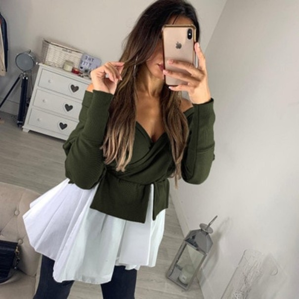 Top de capas para mujer verde militar S