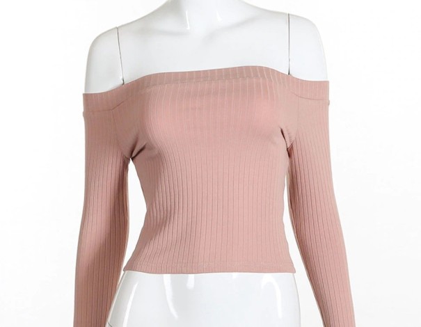 Top de damă cu mâneci lungi J3202 roz deschis M