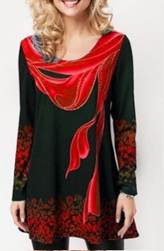 Top de damă cu model roșu 3XL