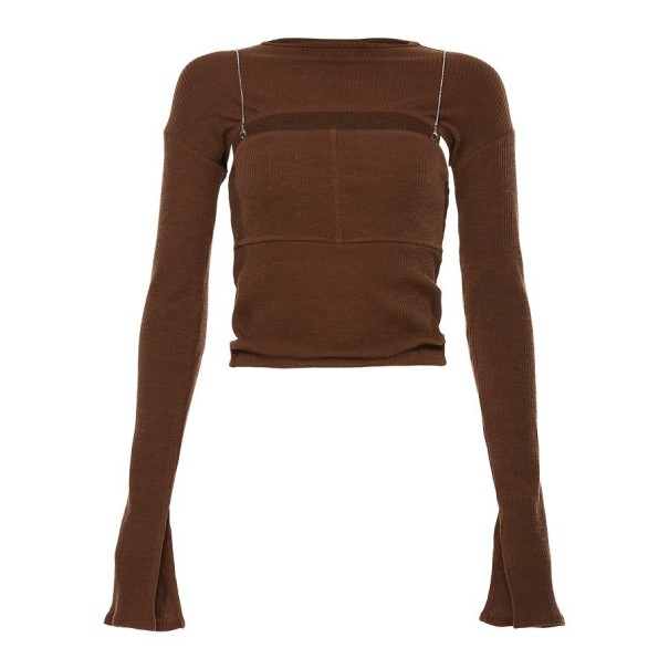 Top de dos piezas de mujer marrón M