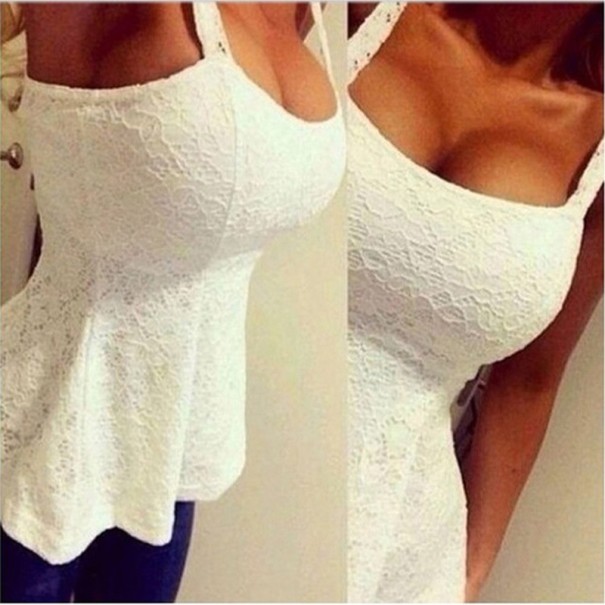 Top de encaje para mujer A999 blanco L