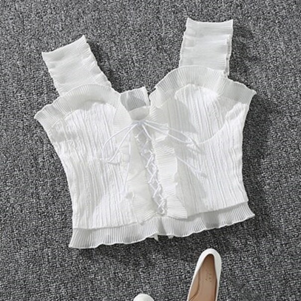 Top de mujer con detalle de cordones blanco M