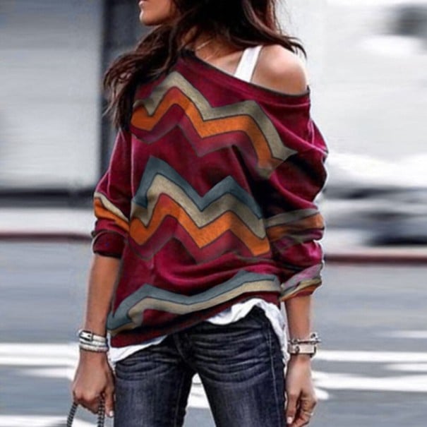 Top de mujer con estampado A220 burdeos L