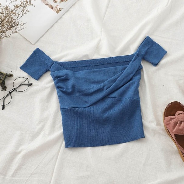 Top de mujer con hombros descubiertos A830 azul