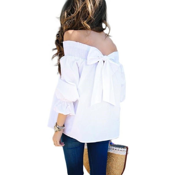 Top de mujer con volantes y lazo blanco M