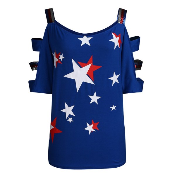 Top de mujer talla grande con estrellas azul M