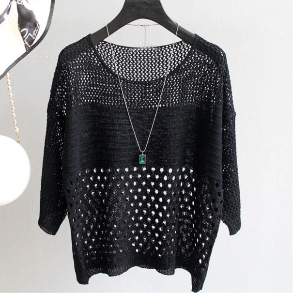 Top de punto perforado para mujer negro
