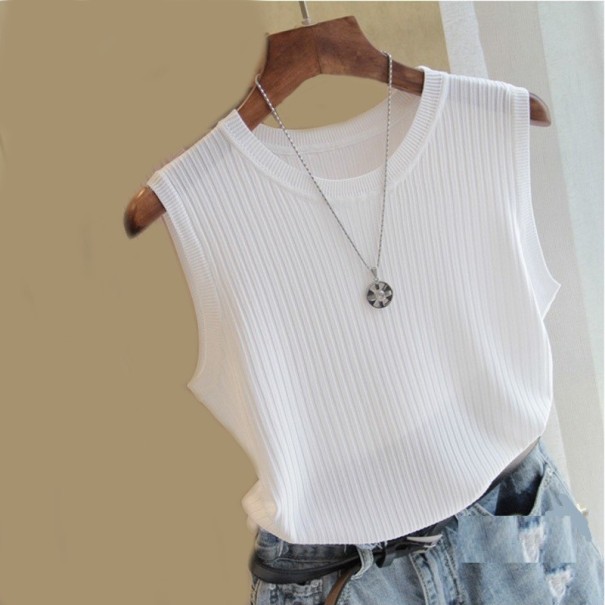 Top de punto sin mangas para mujer blanco