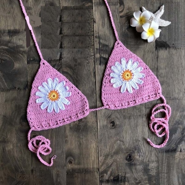 Top de traje de baño de mujer P642 rosa