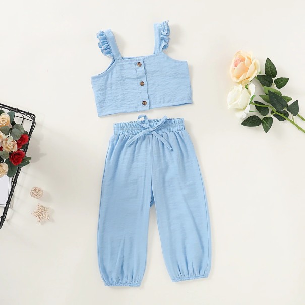 Top e calças para meninas L1220 azul claro 2