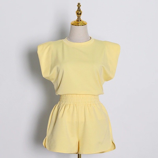 Top e calções femininos B1116 amarelo