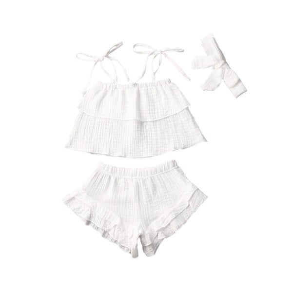 Top e calções para meninas L1260 branco 9-12 meses
