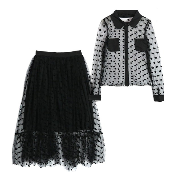 Top e gonna da donna con pois M