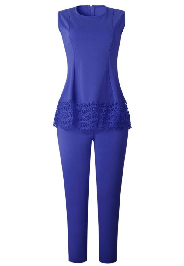 Top e pantaloni da donna B1212 blu S