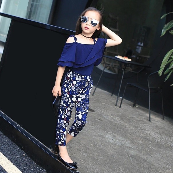 Top e pantaloni da ragazza con fiori L1138 10