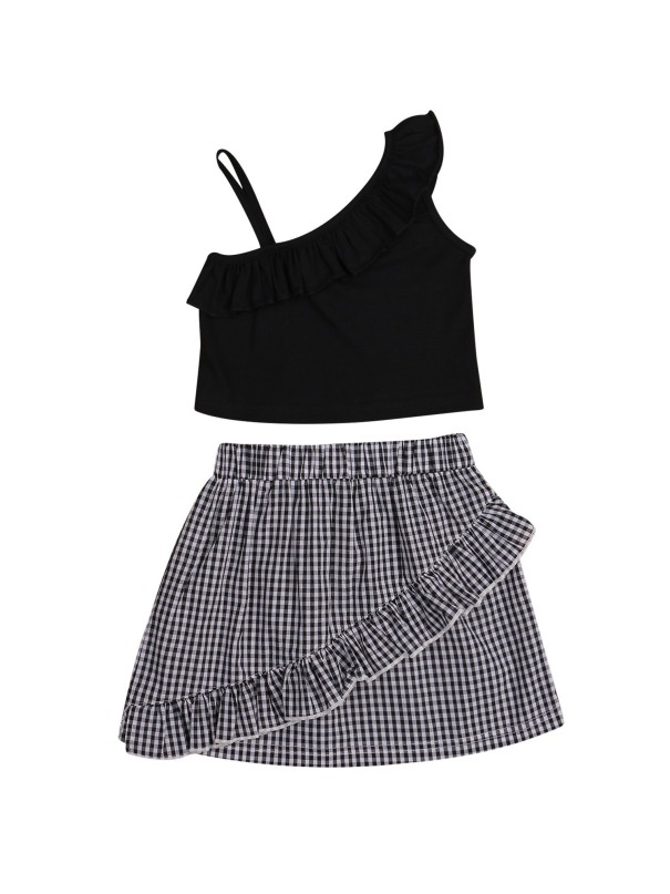 Top e saia para meninas L1240 preto 8