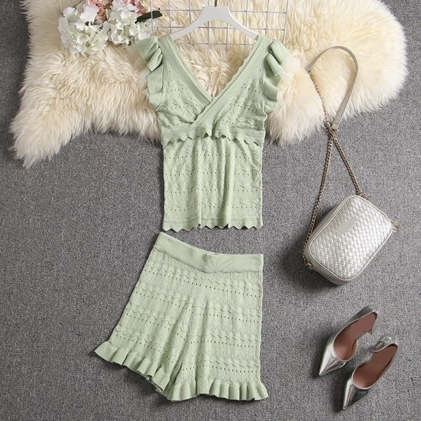 Top et short en tricot pour femmes B1200 vert clair