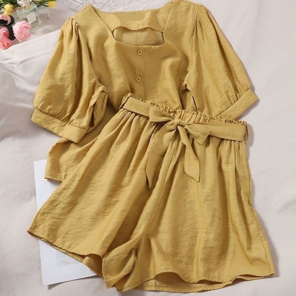 Top et short pour femmes B1261 jaune foncé M