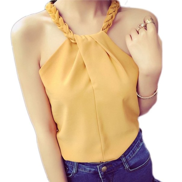 Top féminin à épaules dénudées A1182 jaune