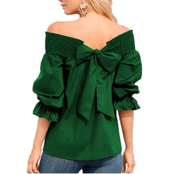Top féminin froncé avec nœud vert 5XL
