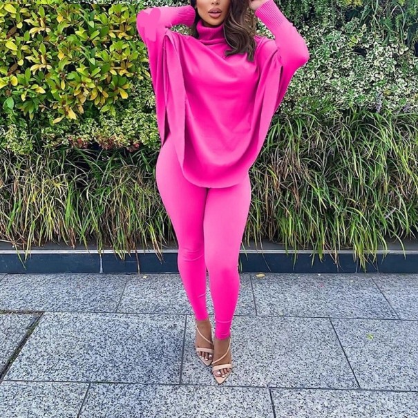 Top i legginsy damskie A2740 ciemny róż S