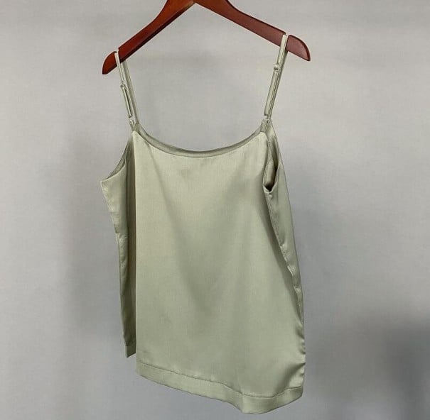 Top in satin per donna verde M