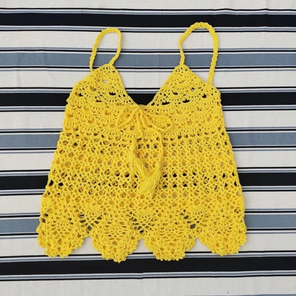 Top lavorato a maglia da donna P645 giallo M