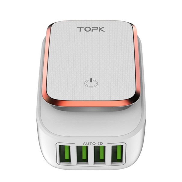 TOP Nástěnná LED nabíječka se 4 porty J1628 růžová