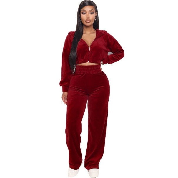 Top și pantaloni de trening pentru femei B934 burgundy M