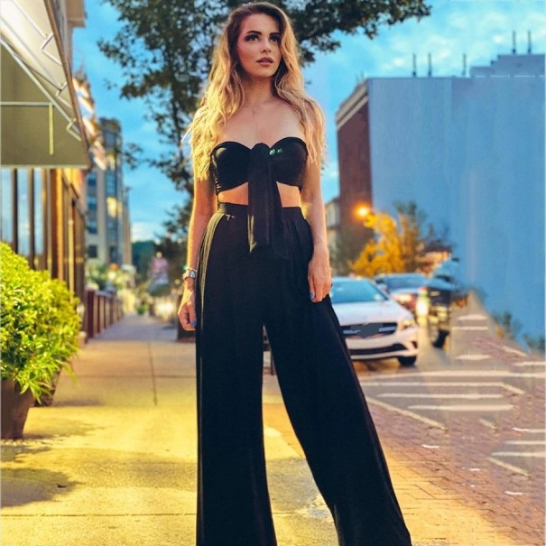 Top și pantaloni scurți pentru femei B1252 negru L