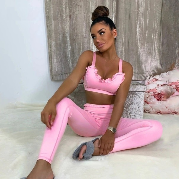 Top și pantaloni scurți pentru femei B955 roz M