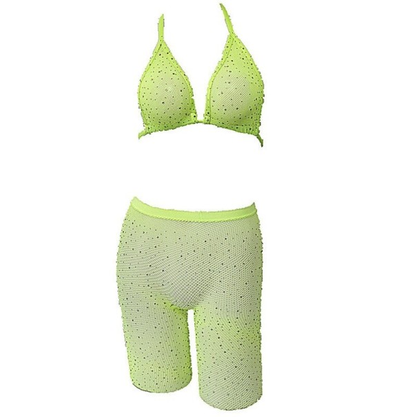 Top și pantaloni scurți pentru femei P889 galben neon
