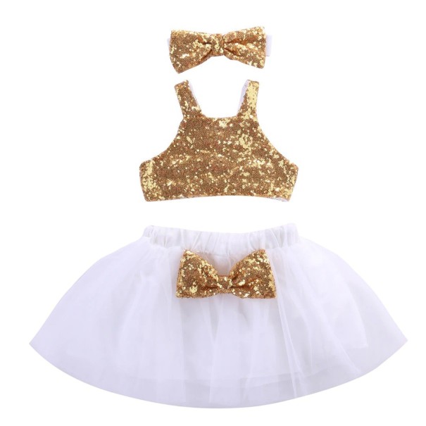 Top y falda de lentejuelas para niñas 2