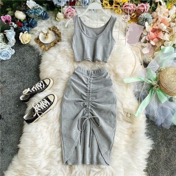 Top y falda de mujer B1061 gris