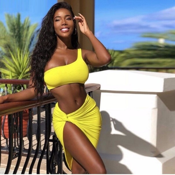 Top y falda de mujer B1146 amarillo XL