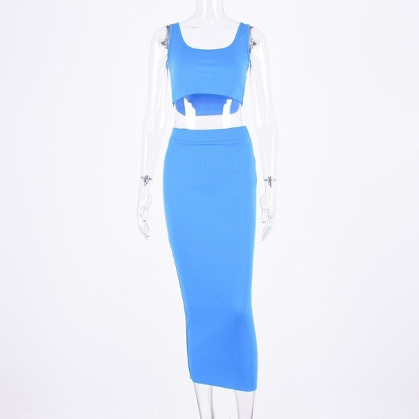 Top y falda de mujer B935 azul S