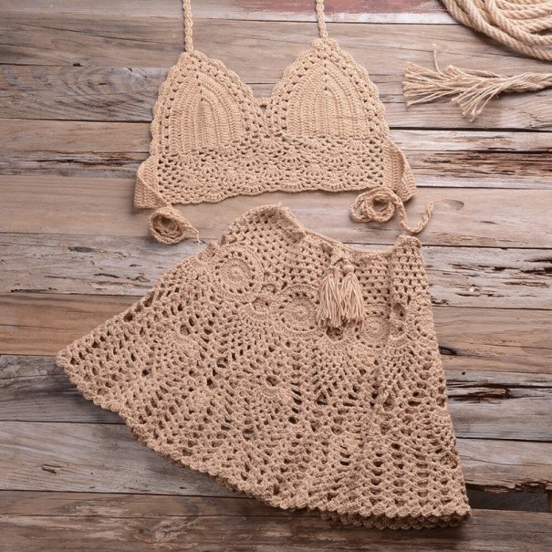 Top y falda de mujer P766 beige L Top y falda de mujer P766 beige L