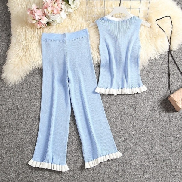 Top y pantalón de mujer B1094 azul claro