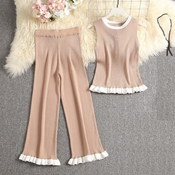 Top y pantalón de mujer B1094 marrón claro Top y pantalón de mujer B1094 marrón claro