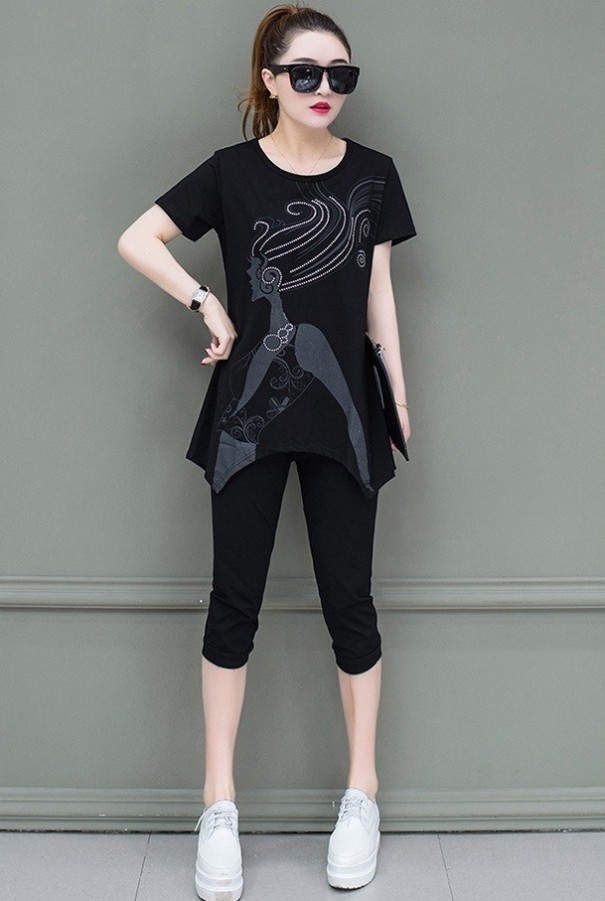 Top y pantalón de mujer B1118 negro M