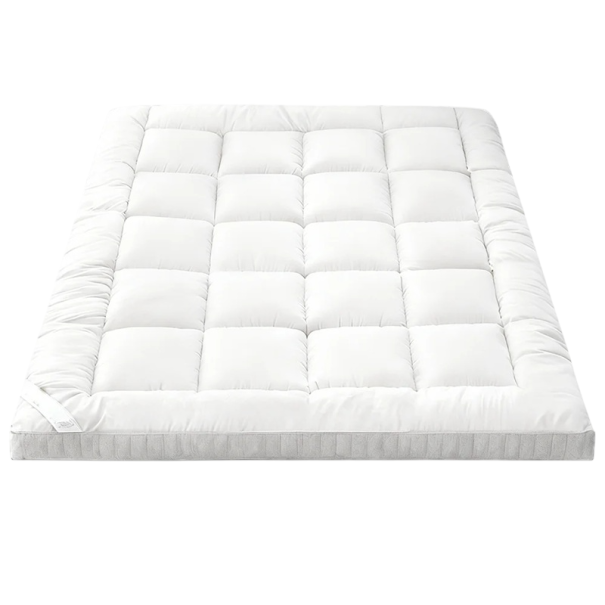 Topper mit Antirutschband 90 x 200 x 10 cm, gesteppt aus 3D-Fasern, weiß für das Bett im Schlafzimmer sowie Gästezimmer