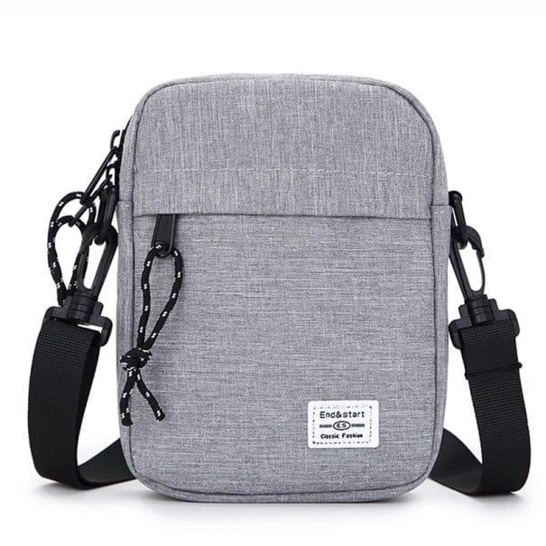 Torba męska casualowa 18,9×13,5×4,5 cm Mała kwadratowa torba na ramię z tkaniny Oxford Modna przekątna torba typu crossbody szyta ręcznie szary