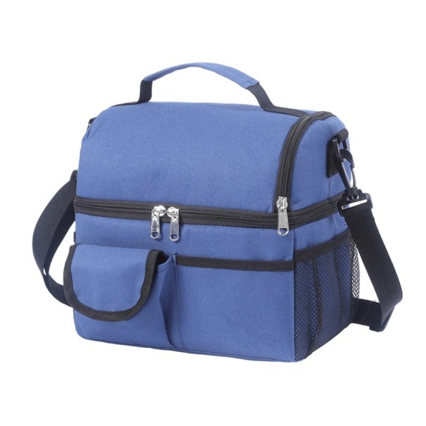 Torba termiczna na żywność 25x23x16 cm Neutralne kolory Zapięcie na suwak Wiele przegródek Utrzymywanie temperatury Torba na lunch Torba piknikowa niebieski