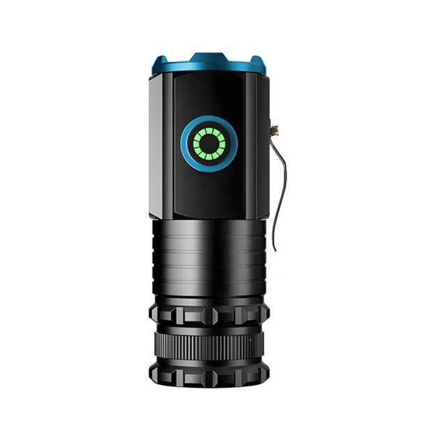 Torcia LED Compatta 8 cm Ricaricabile USB-C Magnetica con Clip e Indicatore di Batteria per EDC e Outdoor blu