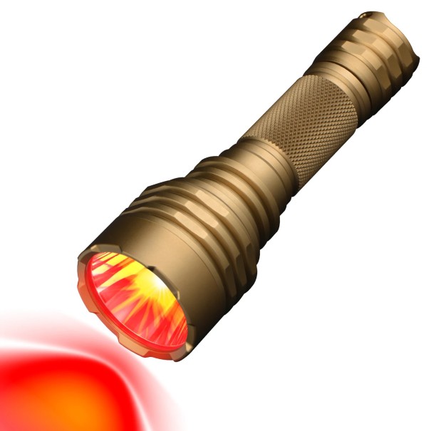 Torcia LED potente con luce rossa 350 m Lungo raggio Alta prestazione Per attività all'aperto, caccia, campeggio, uso tattico Torcia con luce rossa oro