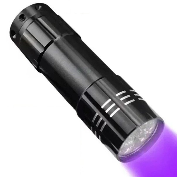 Torcia UV 9 LED 8,3 x 2,4 cm Piccola lampada UV per macchie Controllo banconote Rilevamento sporco Minerali Luce tascabile compatta 1