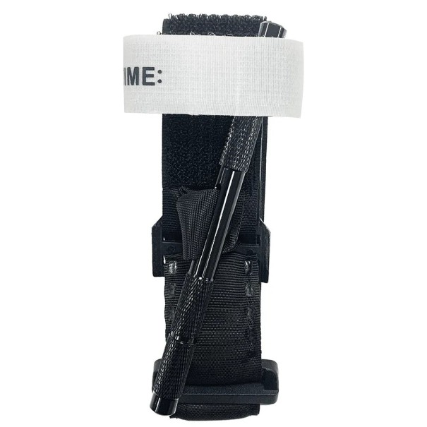 Torseau tactique Torniquet tactique pour application à une main Sangle de serrage Manivelle en plastique noir
